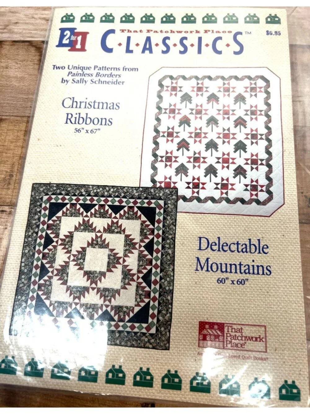 2-In-1 Quilt Pattern Book Christmas Ribbons & Delectable Mountains